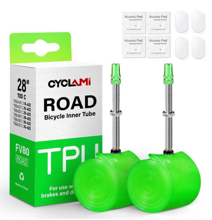 Ultralight 700C Bike Inner Tube 38g TPU Road Bicycle Tube 28” 700 x 18 23 25 28 30 32C Metal Valve French(Presta Valve) 60mm Super Light